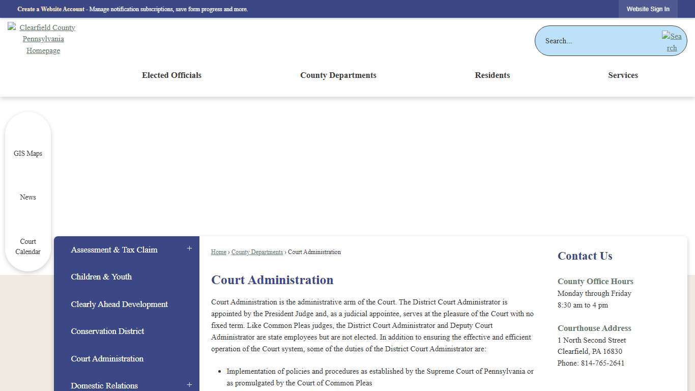 Court Administration | Clearfield County, PA